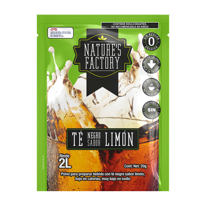 Té Negro en Polvo Sabor Limón bajo en Calorías Nature's Factory 20 g